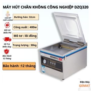Máy hút chân không công nghiệp DZ320 không kén túi hoàn toàn tự động hút mạnh mẽ độ chân  không đạt -1mpa công xuất 800W